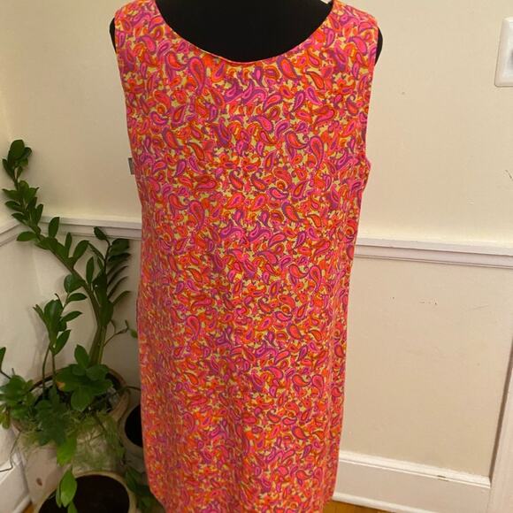 VINTAGE tank shift dress in HAWAII handsewn 70's paisley pink orange purple XL - Picture 10 of 10